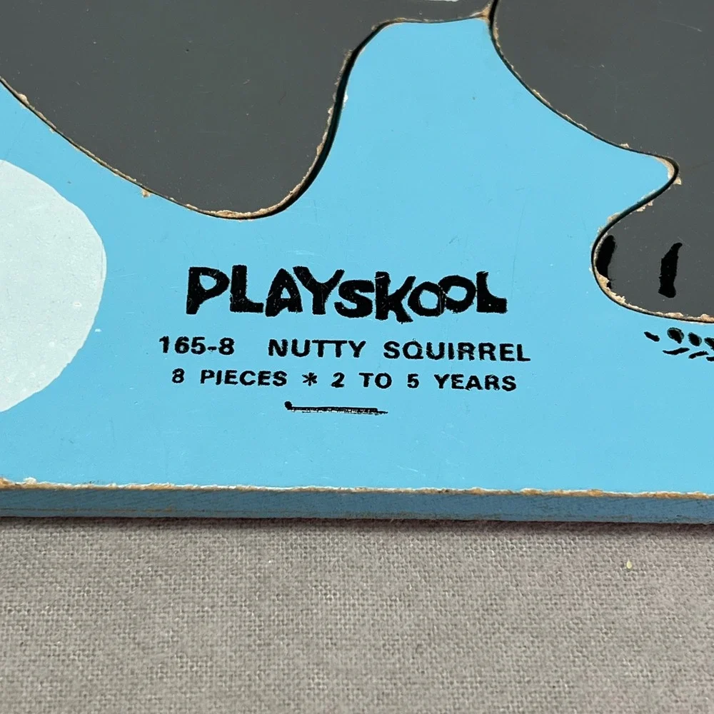 VTG Playskool Wooden Inlay Puzzles Set Nutty Squirrel Colors I See ‎ 70s Nursery